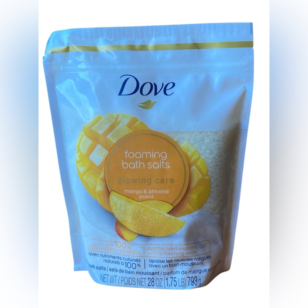 Dove Foaming Bath Salts Glowing Care Mango & Almond Scent 28oz Natural Pampering